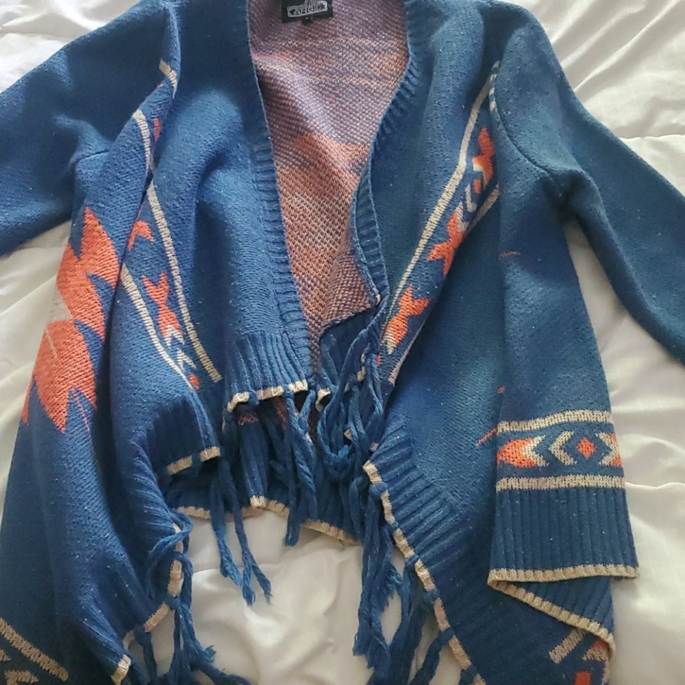 Blue and orange  tribal cardigan